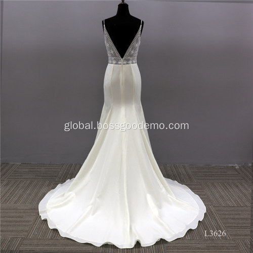 Ungrouped New designs sleeveless seductive maxi luxury v neck mermaid wedding dress Factory